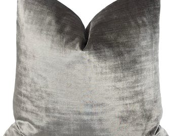 Grey Iridescent Velvet Designer Pillow Cover | Jaclyn Smith Hollywood Velvet | Home Decor Lustrous Velvet Throw Pillow