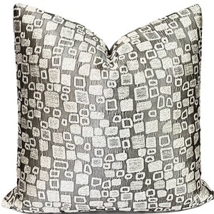 Modern Silver Grey Embroidered Geometric Pillow Cover | Woven Pillow | Texture Pillow | Decorative Throw Pillow | Home Decor Pillow