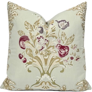 Funda de almohada italiana con estampado floral Lampas Mulini Mist / Biblioteca de colores de Beacon Hill / Almohada de alta gama / Almohada de diseño