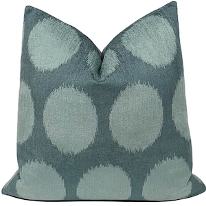 Green Ikat Circles Pillow Cover: Robert Allen Bluepine Velvet Accent