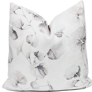 Gray Leaf Linen Pillow Cover: Kendall Wilkinson Botanical Design