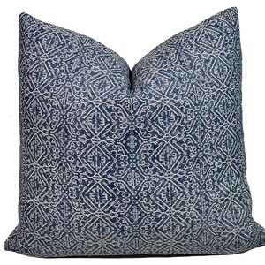 Blue Ikat Pillow Cover: Lacefield Priya Tribal Cushion