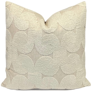 Cream Geometric Boucle Throw Pillow: Modern Boho Decor