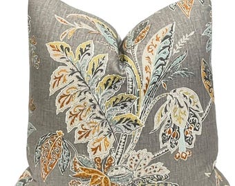 Kravet Ishana Turmeric Linen Pillow Cover: Exotic Floral Design