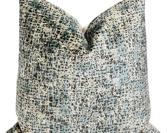 Blue Gold Abstract Velvet Pillow Cover | |Designer Throw Pillow Kunsun Cypress | Home Decor | Cushion Cover