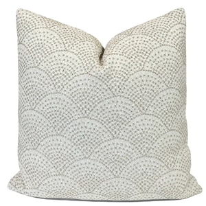 Grey Beige Geometric Scallop Pillow Cover | Fishscales Grey | Decorative Pillow | Home Decor | Accent Pillow