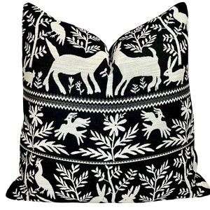 Nordic Animal Print Pillow Cover | Scandinavian Folk Art Pillow | Woodland Animals Decorative Throw Pillow Cover