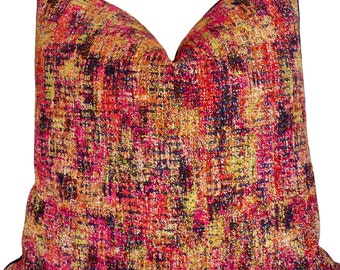 Abstract Chenille Pillow Cover: Fiesta Hues, Modern Desert Sun