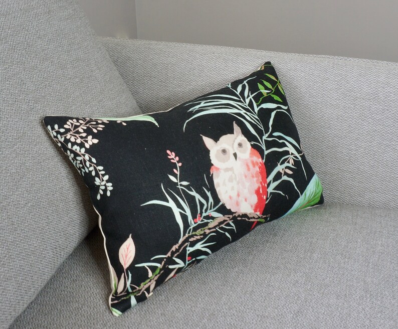 Kate Spade Pillow Cover Owlish in Black Red and Pink Owl ...
