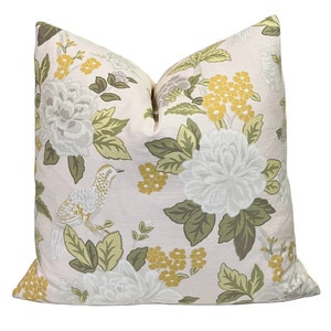 Floral Bird Pillow Cover: Cameo Pink Asian Chinoiserie Decor