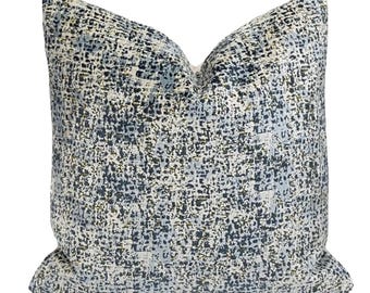 Blue/Navy Abstract Woven Velvet Pillow Cover | Kunsun Marine | Designer Pillow | Home Decor | Throw Pillows