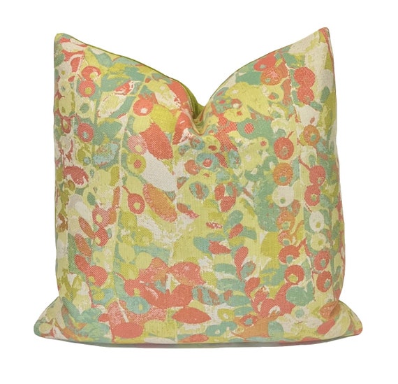 Abstract Watercolor Berry Pillow Cover Isletta Roseberry | Decorative Throw Pillow |  Designer Pillow | Red Pink, Blue/Green Pillow