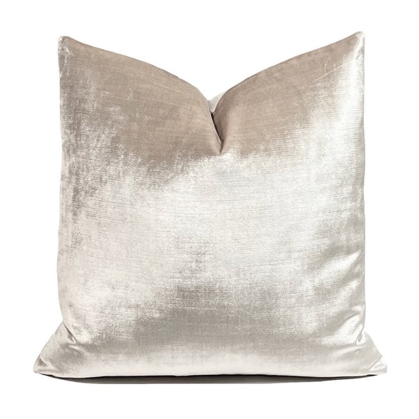 Neutral Beige Vibrant Velvet Pillow Cover | Designer Pillow | Hollywood Velvet Jaclyn Smith | Glamour | Decorative Throw Pillow