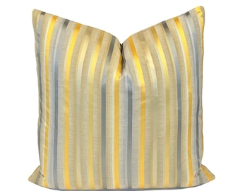 Benji Greystone gris oro texturizado cubierta de almohada de rayas / almohada decorativa / decoración del hogar / almohadas de acento