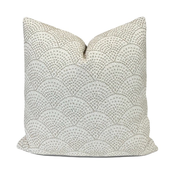 Grey Beige Geometric Scallop Pillow Cover | Fishscales Grey | Decorative Pillow | Home Decor | Accent Pillow