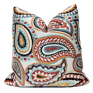 Red Blue Woven Suzani Paisley Pillow Cover | Boho Pillow | Decorative Throw Pillow | Toss Pillow
