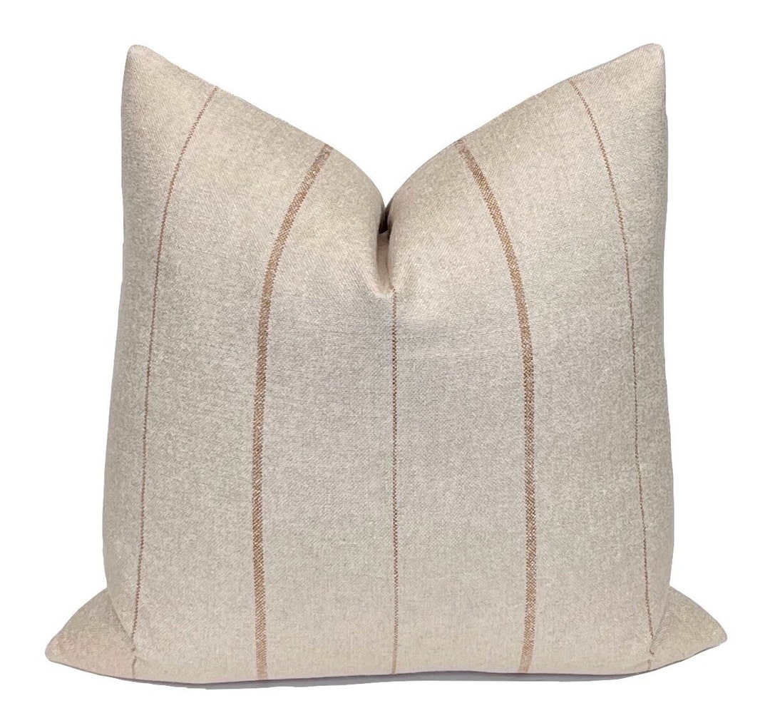 Kravet Chipper Canyon Beige Camel Stripes Pillow Cover Barbara