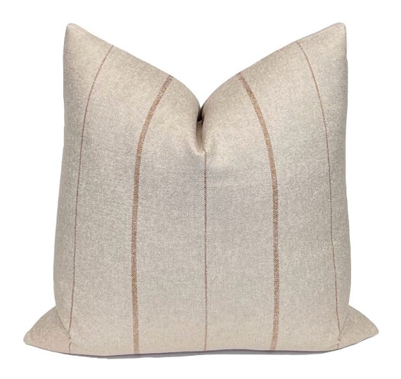 Striped Throw Pillow Cover: Kravet Chipper Canyon Beige Camel