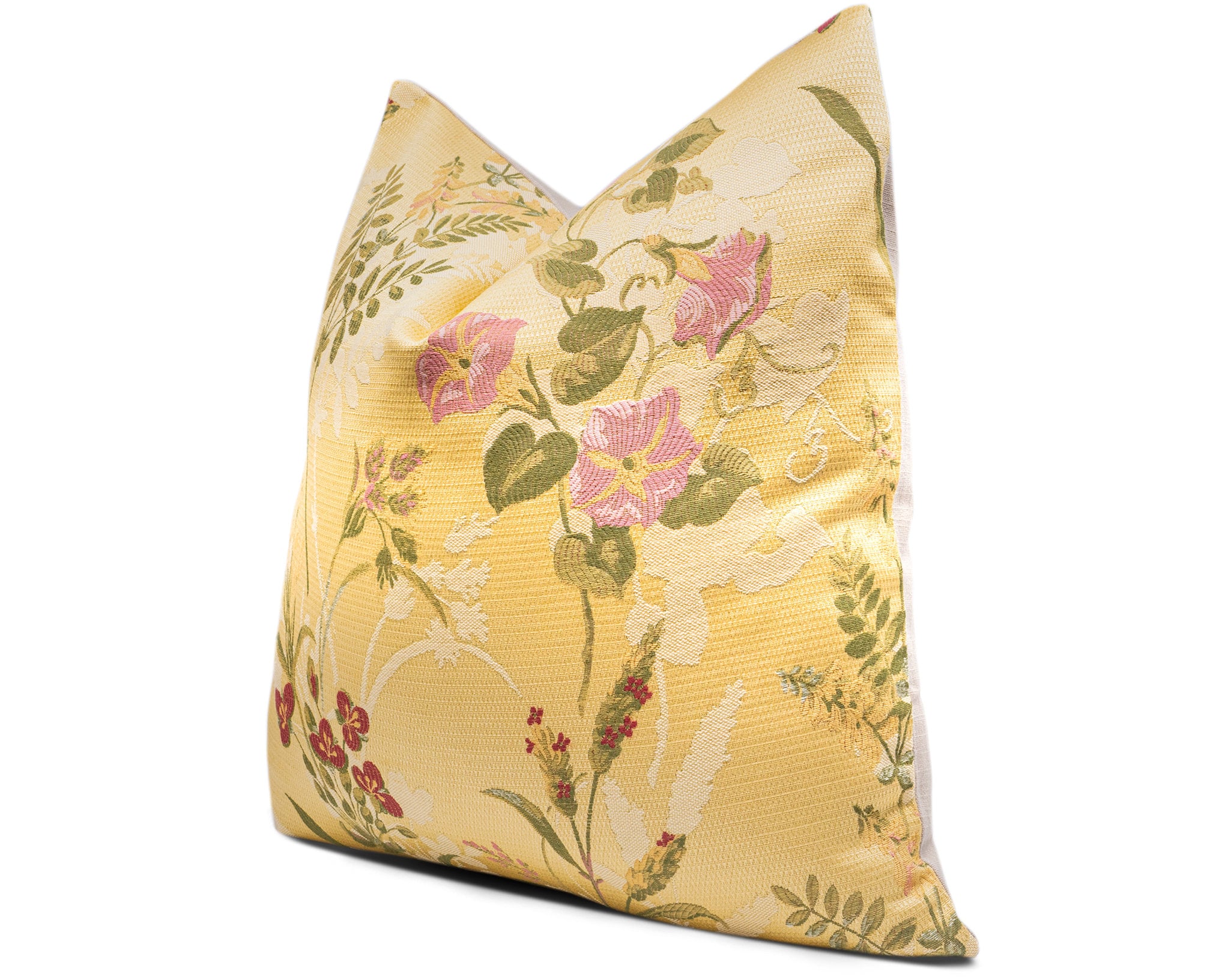 Yellow Floral Throw Pillow Cover Butter Yellow & Pink Etsy