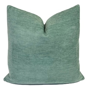 Teal Blue Chenille Outdoor Pillow Cover | Sunbrella Pillow | Bliss Velvet Pool | Indoor/Outdoor Pillow