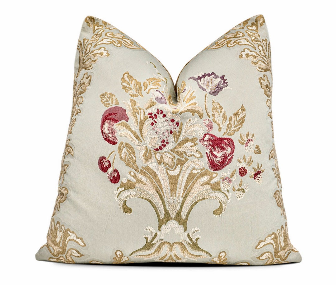 Beacon Hill Mulini Mist Berry Damask Pillow Cover Designer Pillow High