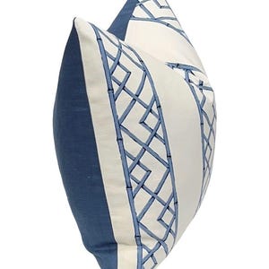Cobalt Blue Chinoiserie Pillow Cover: Kravet Bamboo Lattice image 2