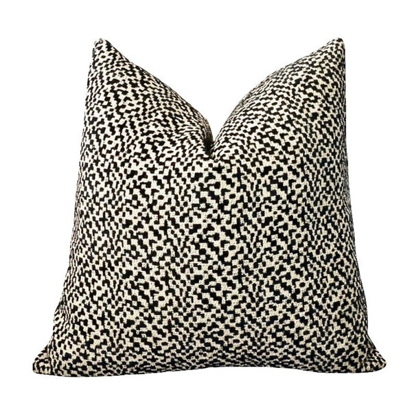 Pascal Ebony Black Abstract Chenille Pillow Cover | Black Cream Pillow | Toss Pillow | Lumbar | Accent Pillow | Decorative Pillow