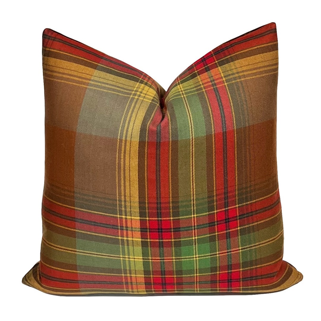 Ralph Lauren Plaid Pillow Cover Wool Pillow Irish Tartan Pillow Hanley Plaid in Celadon Throw