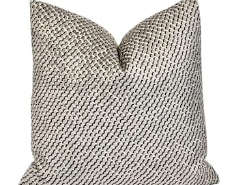 Gray & Black Velvet Dot Pillow Cover | Kravet/Kate Spade Design Mazzy Dot Storm |Throw Pillows | Designer Pillow