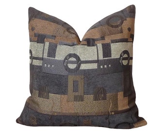 Black Brown Geometric Patchwork Pillow Cover | Decorative Pillow | Home Decor | Accent Pillow