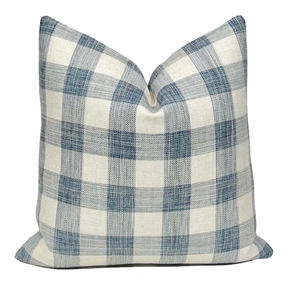 Grey Blue Buffalo Check Textured Pillow Cover Designer Pillow Plateau Plaid Throw Pillows Home Decor Pillows Etsy UK