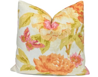 Brookwood Spring Pink Orange Floral Pillow Cover | Watercolor Floral Pillow | Home Decor Pillow | Toss Pillow | Summer Pillow | Gift