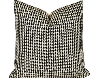 Housse d’oreiller pied-de-poule noir et blanc | Coussin à carreaux pied-de-poule | Housse de coussin carrée 20x20 | PRÊT POUR L'EXPÉDITION