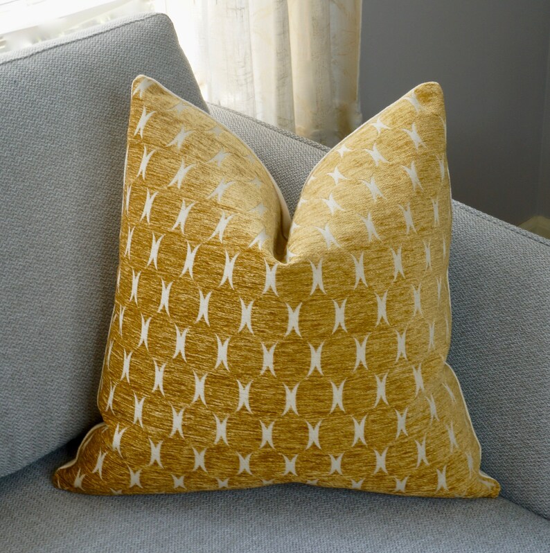 Gold Velvet Pillow Amber Pillow Robert Allen Plush Form Etsy