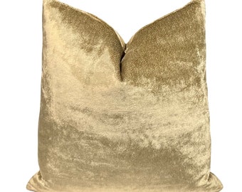 Robert Allen Ungaro Gold Velvet Pillow Cover | Plush Velvet Pillow  | Long Pile Velvet | Designer Pillow | Decorative Pillow | Home Decor