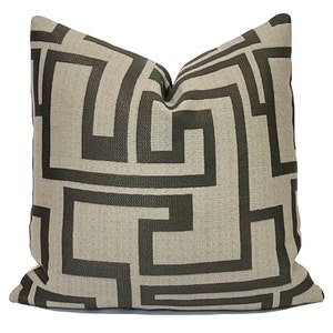 Geometric Maze Pillow Cover: Brown & Taupe Decorative Throw Pillow