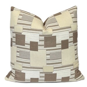 Natural Brown Contemporary Geometric Pillow Cover | Designer Decorative Throw  Pillow | Cushion Cover | Modern | Home Decor Pillow