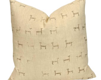 Rose Tarlow Primitif Taupe/Natural - Animal Inspired Hemp Pillow Cover | Home Decor | Designer Throw Pillow
