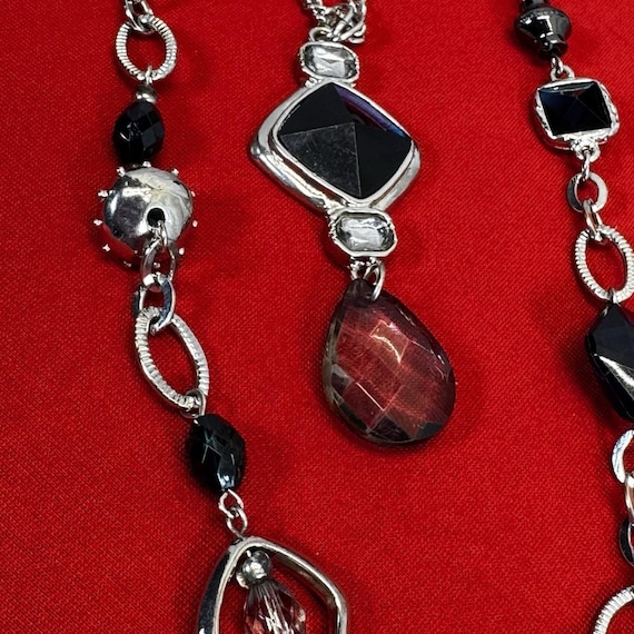 Silver Tone Double Layer Necklace - image 2