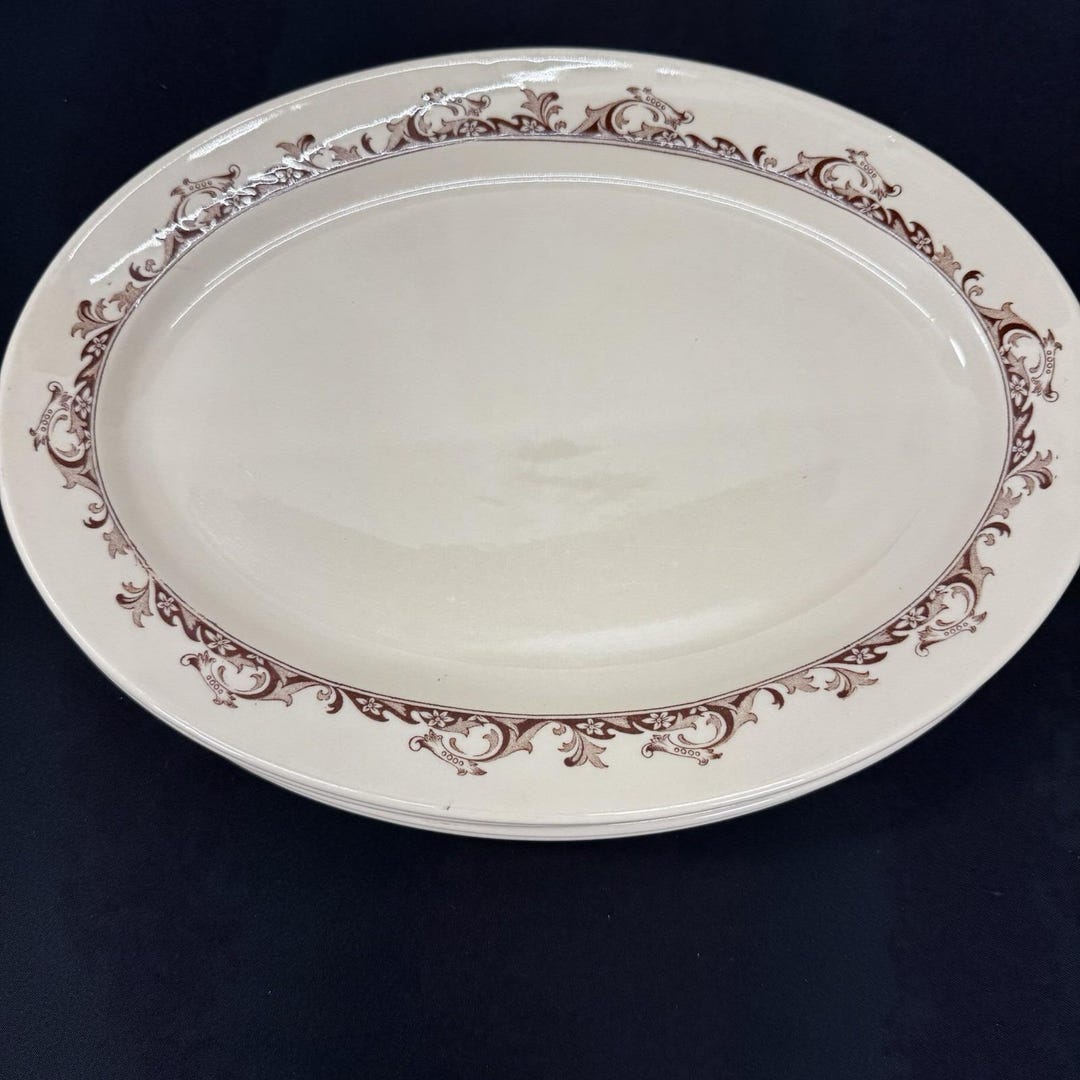 Mayer China Curtis Oval Serving Platter Brown Scroll Restaurant Ware - Etsy