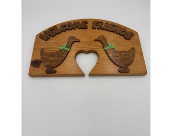 Welcome Friends Geese Wood Plaque
