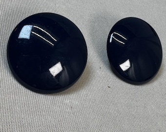 Vintage Navy Plastic Round Earrings - Lightweight