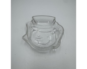 Mikasa Frosty's Magic Snowman Face Glass "Sweet" Dish  /Candy Dish