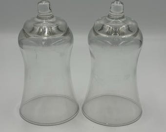 Vintage Set Of 2 Votive Clear Glass Candle Holders With Pegs