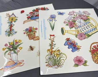 2 Sheets Vintage Spring Flower Window Clings