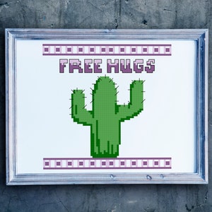 Free Hugs subversive cross stitch pattern