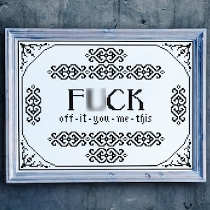 F*ck Off subversive cross stitch pattern NSFW
