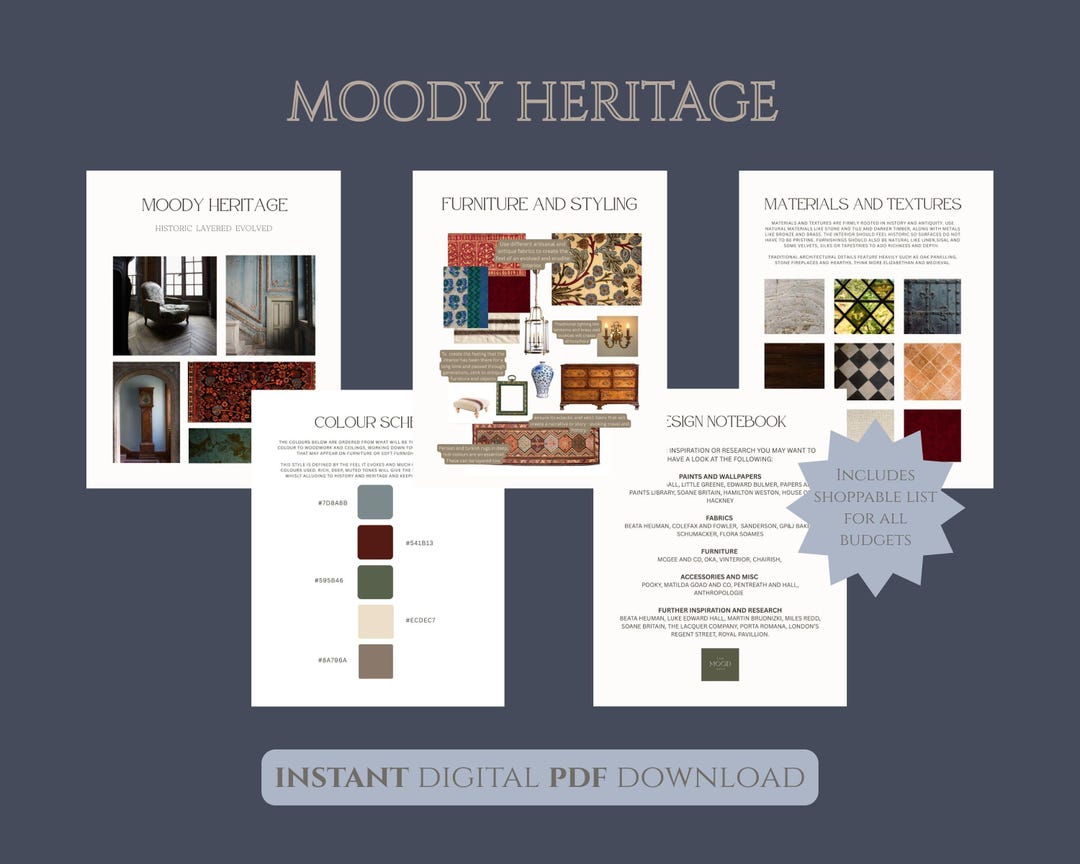 Moody Heritage Interior Design Scheme | Historic Layered Style (digital ...