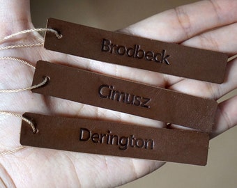 Personalized Leather name tag, Custom leather name tag, leather hang tag, leather tag, leather gift tag, naming tag, personalized gifts