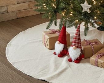 Farmhouse Cotton Christmas Tree SKIRT (blank neutral family simple solid beige cream Unbleached Natural pet bohemian)